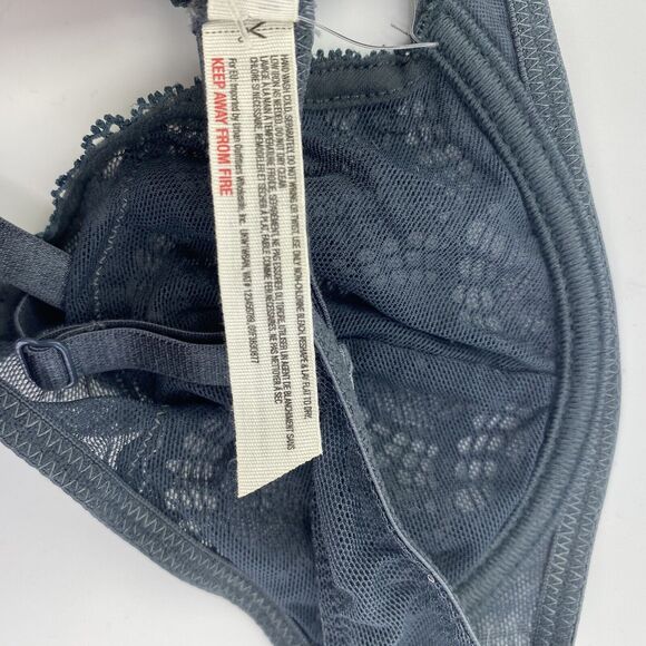 Free People Lace Triangle Wired Bra Navy Blue Storm Size 34B - Picture 4 of 6